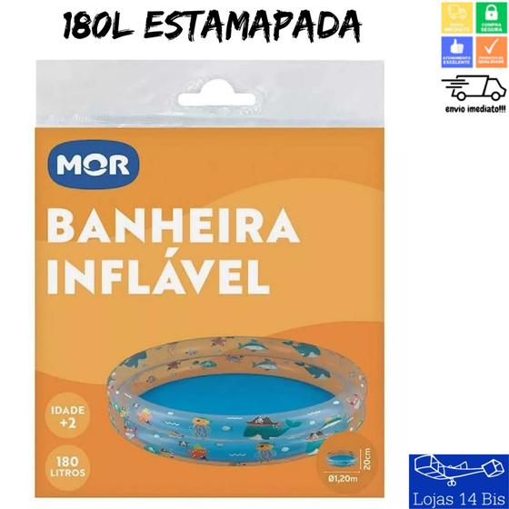 Imagem de Piscina Banheira Inflável 180 Litros Estampada 1,20m x 20cm Mor