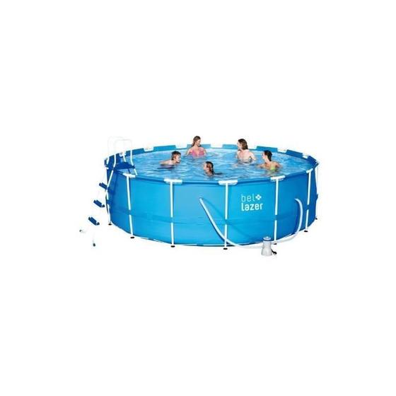Piscina Bel Life Armação 16000L Com Filtro, Cobertura, Forro e Escada - Belfix Imagem de Piscina Bel Life Armação 16000L Com Filtro, Cobertura, Forro e Escada