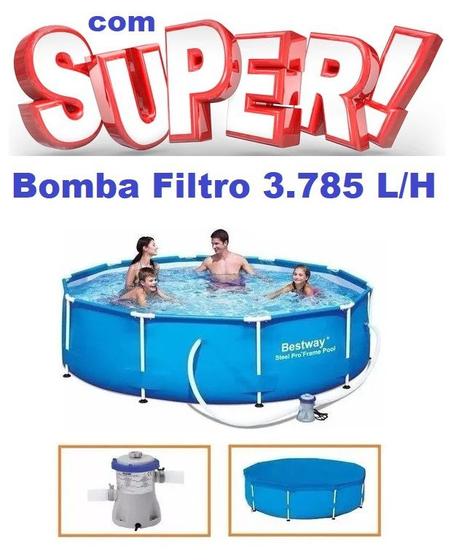 Imagem de Piscina Bestway 4678 Litros Standard com Bomba Filtro 3785 LH 110v e Capa