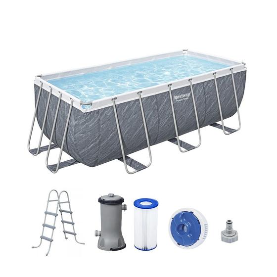 Imagem de Piscina Bestway 6478 Litros Retangular Power Steel com Escada e Bomba Filtro 220v