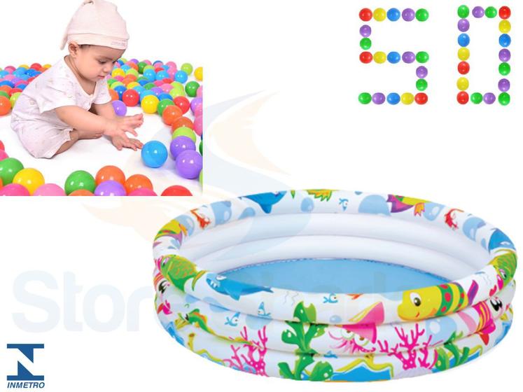 Imagem de Piscina com Bolinha Infantil Inflável Wellmix Redonda 100 Lts Com 50 Bolinha