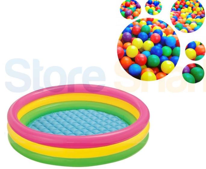 Piscina Com Bolinha Inflável Infantil Lts Fundo Inflável Bolinhas Coloridas Wellmix