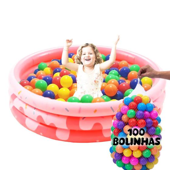 Imagem de Piscina Com Bolinhas Infantil Donuts Gigante Inflável 220L 100 Unidades 