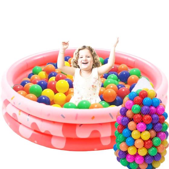 Imagem de Piscina Com Bolinhas Infantil Donuts Gigante Inflável 220L 100 Unidades 