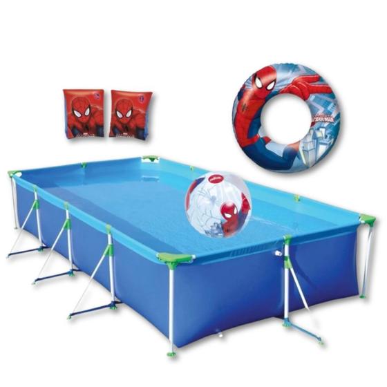 Imagem de Piscina de Armacao 6200l + Bola Inflavel + Boias Das Homem Aranha  Mor 