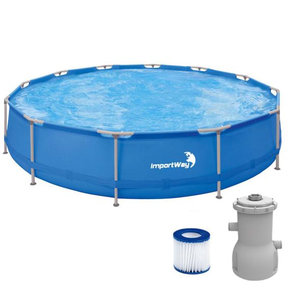 Imagem de Piscina Estruturada Redonda 10550 Litros 4.2m x 84cm Reforçada Azul + Filtro 110V Importway Iwpi-003