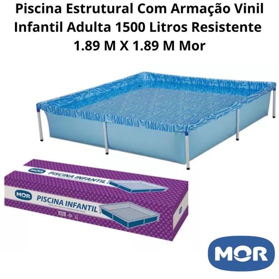 Imagem de Piscina Estrutural Com Armação Vinil Infantil Adulta 1500 Litros Resistente 1.89 X 1.89 M Mor