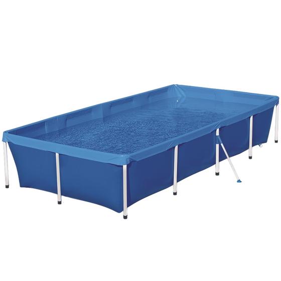 Imagem de Piscina Estrutural Retangular Azul 3000 Litros Fácil Montagem Estruturada Standard 3,2m Marca Mor