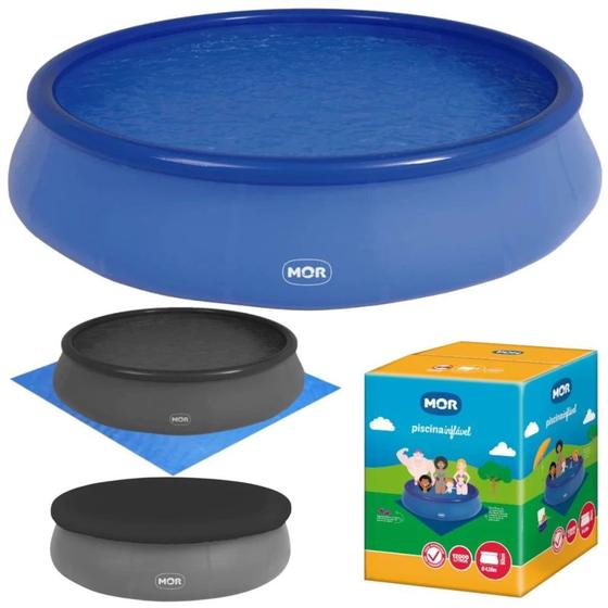 Imagem de Piscina Grande Redonda Mor Inflavel 12.000l com Capa e Forro Kit