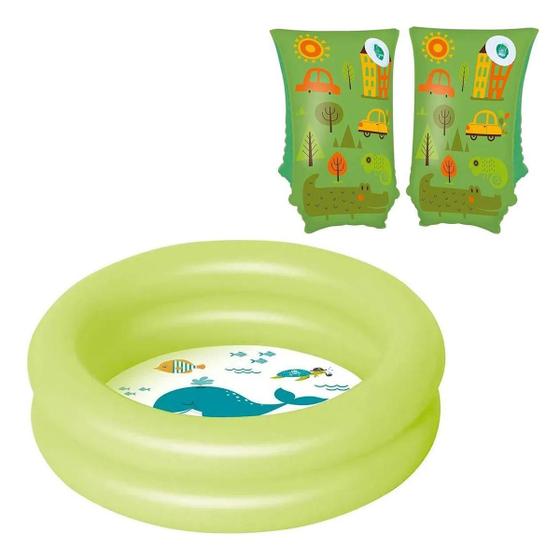 Imagem de Piscina Infantil 28L Verde+ Boia Infantil Braço Divertidas