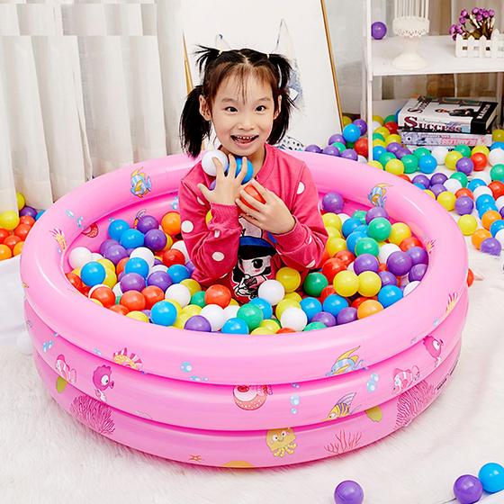 Piscina Infantil Inflável Bolinhas e Água 90 Litros 3 Anéis Inflável ...