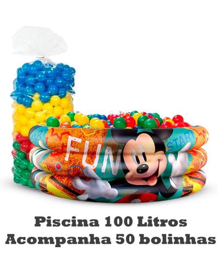 Imagem de Piscina Infantil Inflável Mickey 100 Litros + 50 Bolinhas