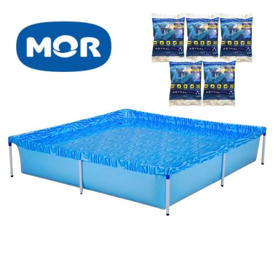 Imagem de Piscina Infantil Retangular Reforçada 1500 Litros Com 5 Pastilhas Cloro 200g
