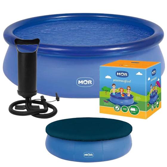 Imagem de Piscina Inflável 2.400 Litros Circular 240cm PVC com Bomba Capa Azul Mor