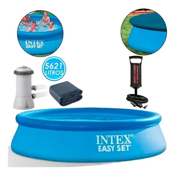 Imagem de Piscina inflável 5621 litros c/ filtro + bomba + capa 110v