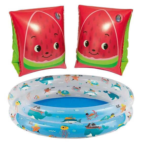 Imagem de Piscina Inflável até 3 anos 90 Litros + Bóia De Braço Frutas