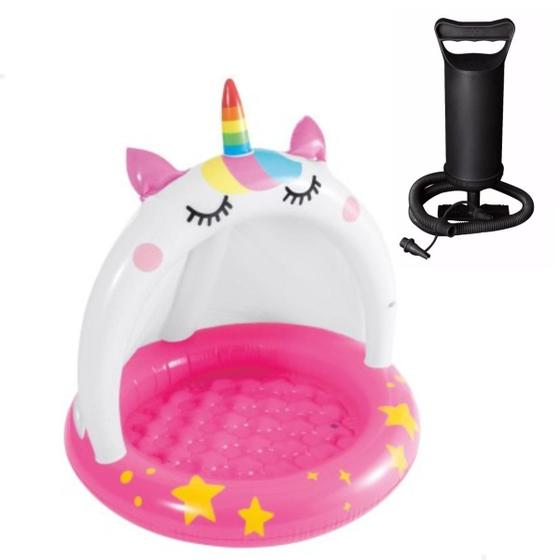 Imagem de Piscina inflavel com cobertura unicornio 45l + bomba manual