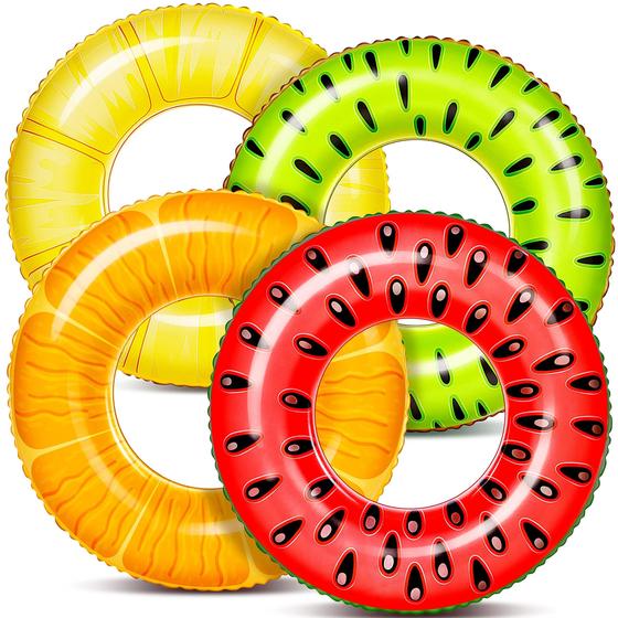 Imagem de Piscina inflável Floats Sloosh Fruit Tube Rings, pacote com 4 unidades para crianças