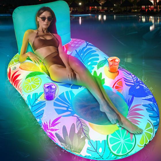 Imagem de Piscina inflável flutua AMENON LED Light Up com porta-copos