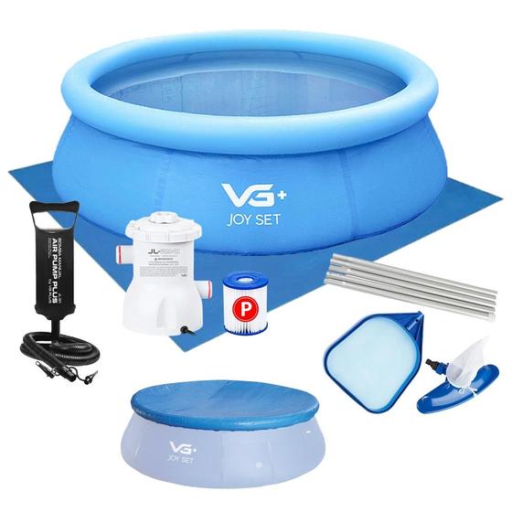 Imagem de Piscina Inflável Joy Set 4760l Circular 300cm com Capa Filtro Bomba Forro Kit Limpeza Vg Plus