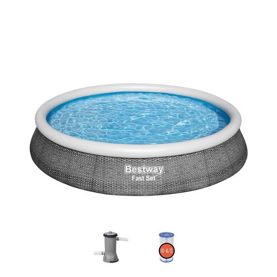 Imagem de Piscina Inflavel Plastico 7340L Rattan 3,96m x 84cm  Filtro 2006 L/H 110V/220V Bestway