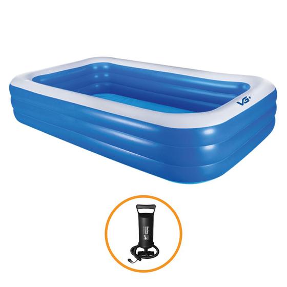 Piscina Inflável Retangular Azul 712 Litros 210 cm PVC com Bomba VG+ Menor preço em Piscina Inflável Retangular Azul 712 Litros 210 cm PVC com Bomba VG+