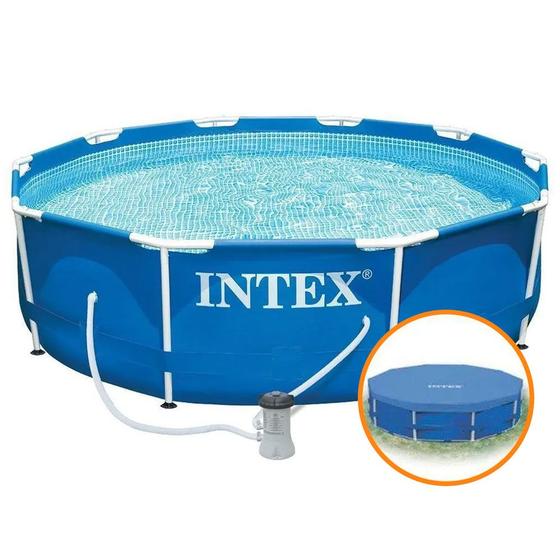 Imagem de Piscina Intex 4.485 Litros Estrutural Azul Capa Bomba Filtrante