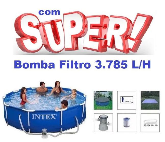 Imagem de Piscina Intex 4485 Litros Standard com Bomba Filtro 3785 LH 220v Capa e Forro