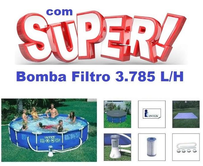 Imagem de Piscina Intex 6503 L STD + Bomba Filtro 3785 LH 220v + Capa + Forro