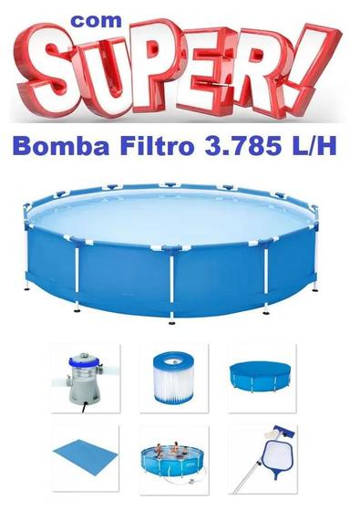 Imagem de Piscina MOR 7000 Litros Standard com Bomba Filtro 3785 LH 110v Capa e Forro Kit de Limpeza