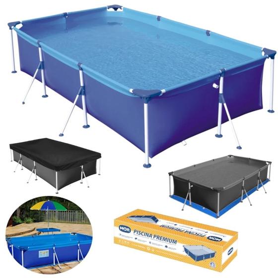 Imagem de Piscina Mor Retangular Ferro 3700 Litros com Capa e Forro Kit