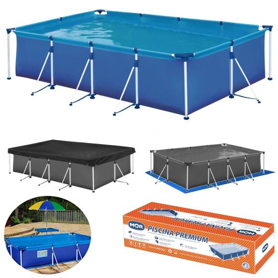 Imagem de Piscina Mor Retangular Ferro 6200 Litros com Capa e Forro Kit