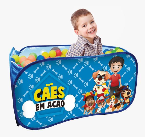 Imagem de Piscina Quadrada com 100 Bolinhas Cães em Ação