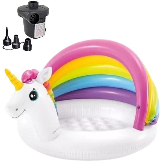 Imagem de Piscina unicornio intex c fundo inflado 45l + bomba elétrica