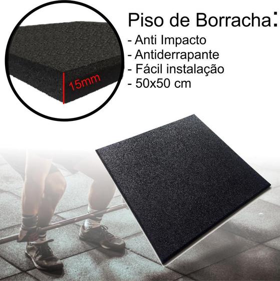 Imagem de Piso Emborrachado Academia E Studio Pesado Preto 50X50