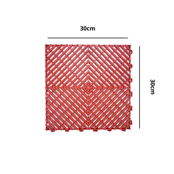 Imagem de Piso Tapete Modular Vermelho Áreas Úmidas - Kit Com 6 Peças 30cmx30cm