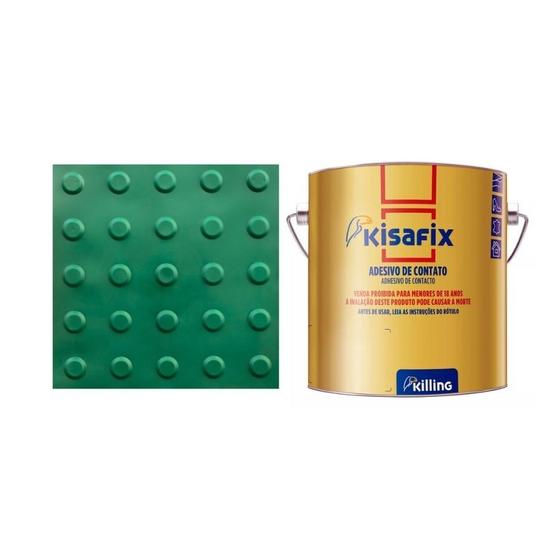 Imagem de Piso tátil alerta pvc kit 20pçs + 2 cola 750g
