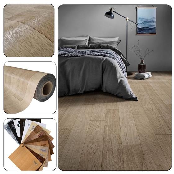 Imagem de Piso Vinil 0,7mm PVC em Manta Imita o Madeirado Rolo 1x10mt