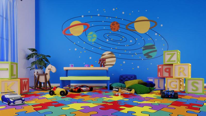 Imagem de Piso Vinílico Em Manta PVC 2,5mm Antiderrapante 10m² Ambiente Infantil Semi-Brilhoso Quebra-Cabeça