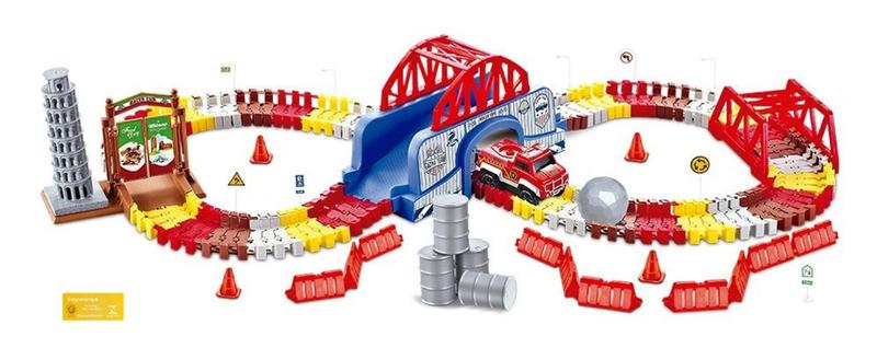 Imagem de Pista Bombeiro Track com Tunel e Acessorios 157 Pecas DM Toys Carrinho Brinquedo Infantil Recreativo