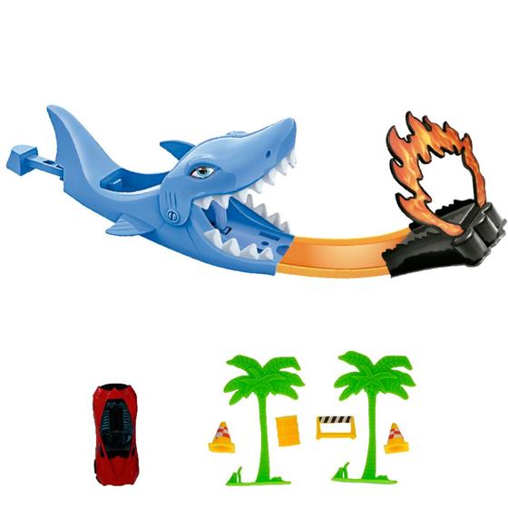 Imagem de Pista Carrinho Tubarão Shark Lançador Escape Emoção Original Dm toys