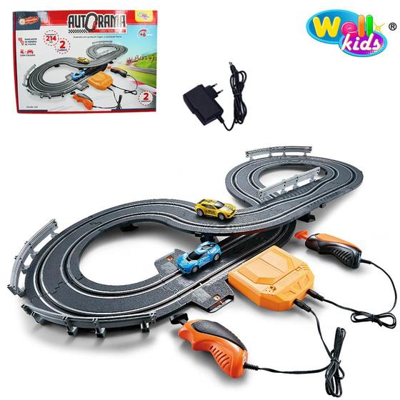 Imagem de Pista de Autorama com 2 Carrinhos e 2 Controles Comprimento de 214cm Turbo Run WellKids