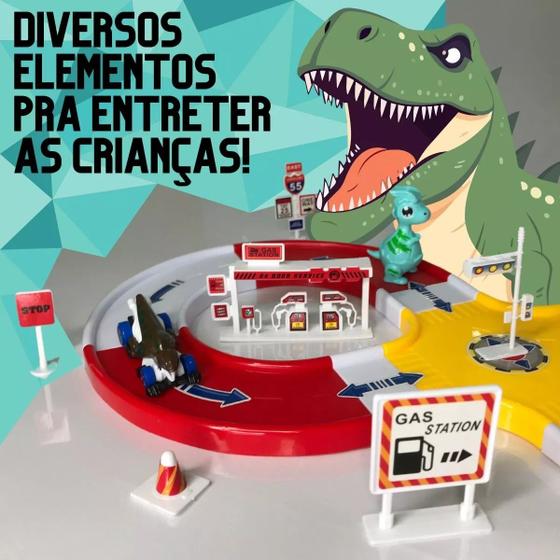 Imagem de Pista De Carrinho Dinossauro 27 Peças Pista De Corrida Aventuras Jurássicas sobre Rodas