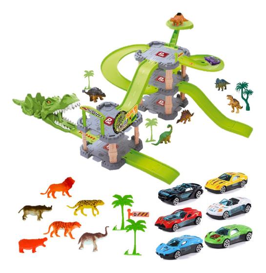 Imagem de Pista De Carrinho Dinossauro Lançador Dino Garagem Infantil