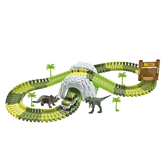 Imagem de Pista de carrinho infantil de brinquedo Dinosauro 109 peças DM - DM Toys