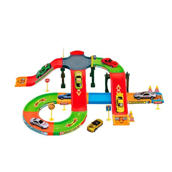 Imagem de Pista de Carrinhos Infantil 30 Peças Acompanha Veículo Colorida Desmontável