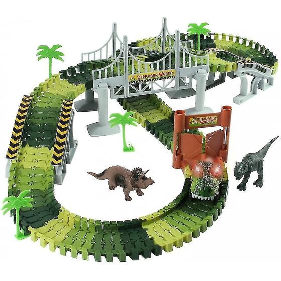 Imagem de Pista de Corrida de Carros com Dinossauros - Playset Flexível com 2 Dinossauros