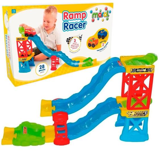 Pista de Corrida Infantil Brinquedo com 2 Carrinhos Maral Ramp Racer 28 ...