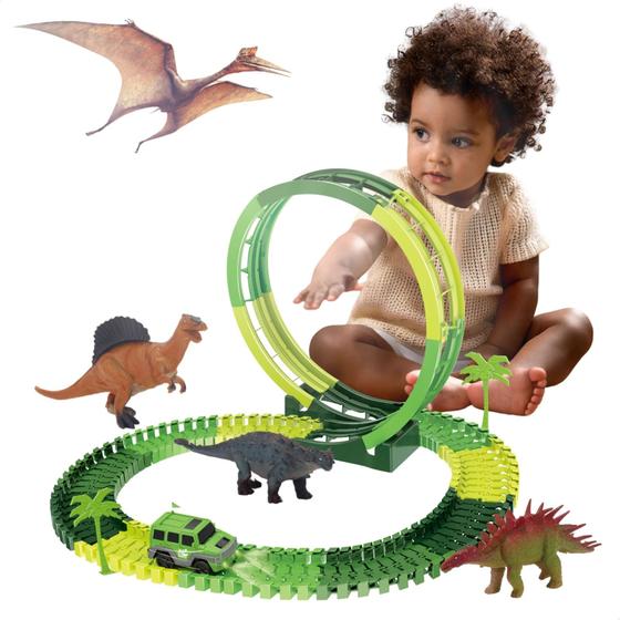 Imagem de Pista Dinossauro Looping Carrinhos Circuito com Looping  92 Peças 