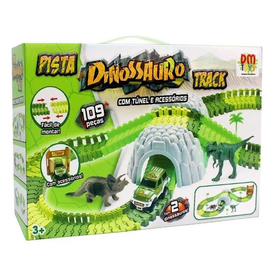 Imagem de Pista Dinossauro Track c/ Tunel Acessórios 109 Pçs DM Toys